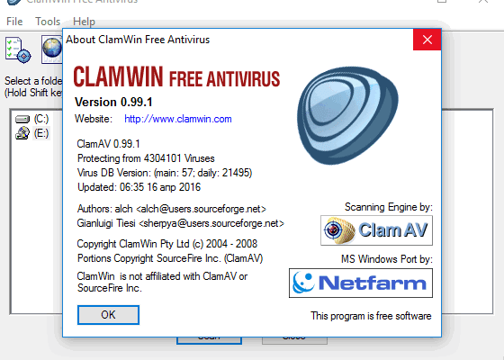 Скачать бесплатно программу ClamWin Free Antivirus / ClamAV 0.102.4 на PC